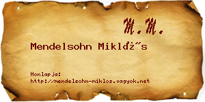 Mendelsohn Miklós névjegykártya
