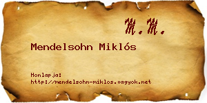 Mendelsohn Miklós névjegykártya